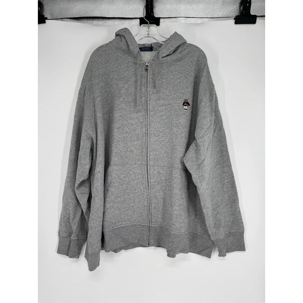 Polo Ralph Lauren Bear Graphic Hoodie Sweatshirt 3XL Big 3XB Full Zip Up Jacket